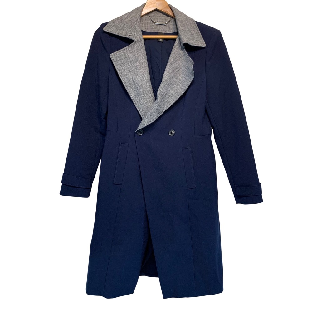 White House Black Market Trench Coat S longline preppy professional academic